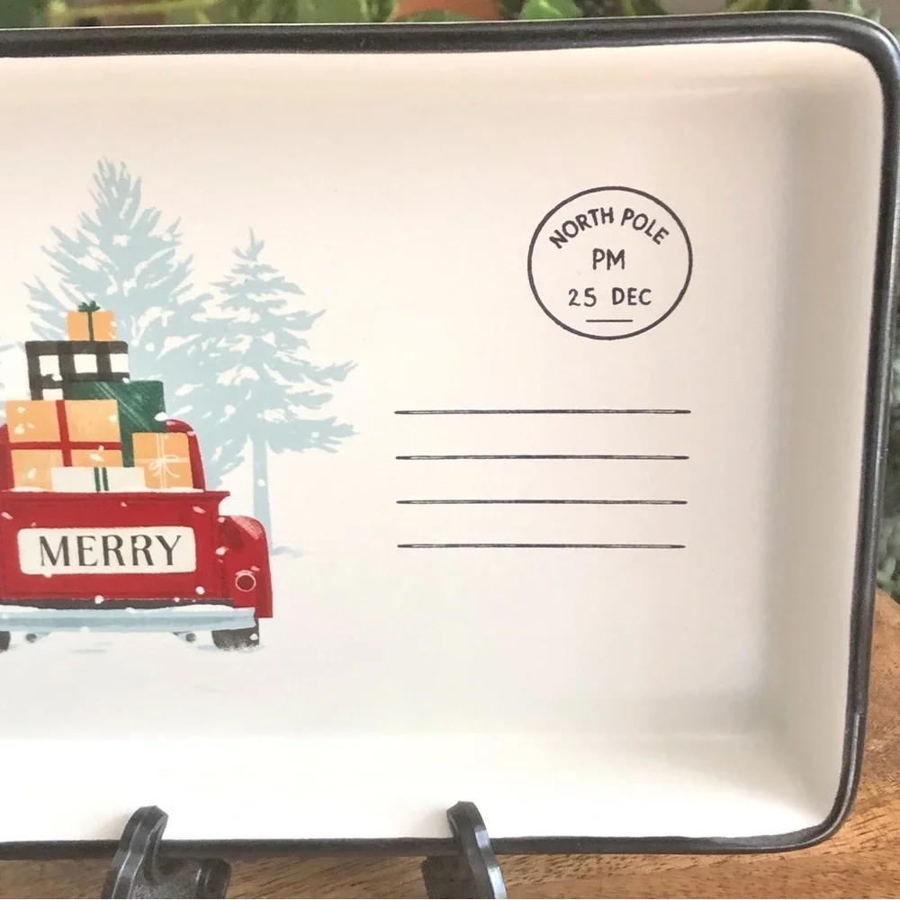 Hallmark VIP 2023 Merry Christmas North Pole Postcard Ceramic 7”in Trinket Tray